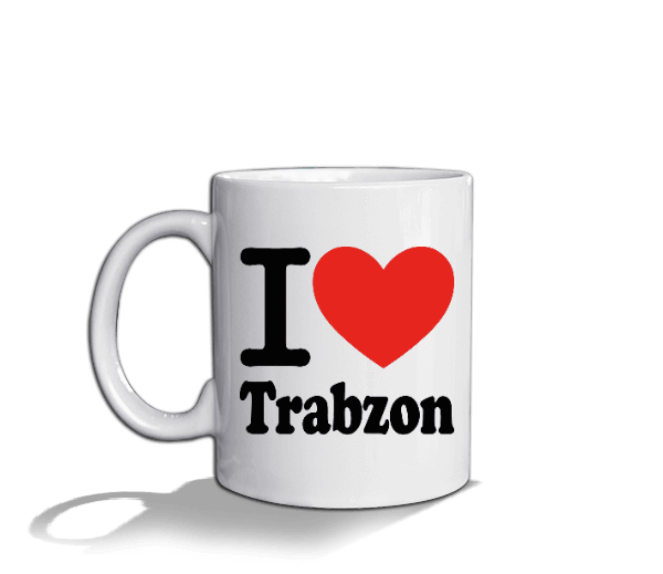 Tisho - Trabzon seviyorum ve hamsi baskılı Beyaz Kupa Bardak