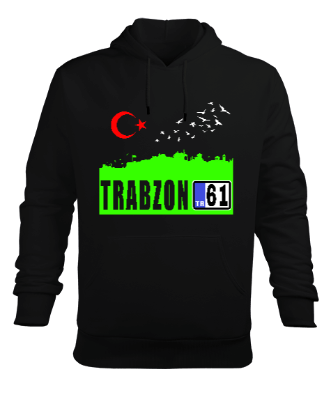 Trabzon,Trabzon şehir,Türkiye,Türkiye bayrağı. Erkek Kapüşonlu Hoodie Sweatshirt - Tisho