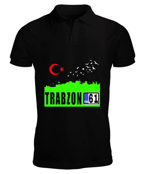 Tisho - Trabzon,Trabzon şehir,Türkiye,Türkiye bayrağı. Erkek Kısa Kol Polo Yaka