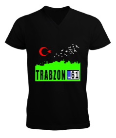 Trabzon,Trabzon şehir,Türkiye,Türkiye bayrağı. Erkek Kısa Kol V Yaka Tişört - Tisho