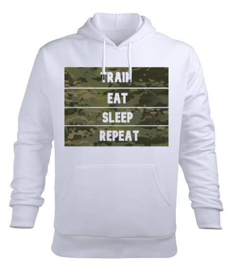 Tisho - Train Eat Sleep Repeat Erkek Kapüşonlu Hoodie Sweatshirt