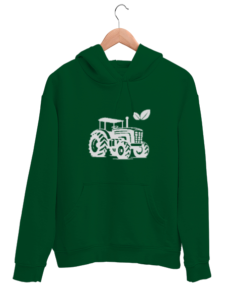 Tisho - Traktör Çimen Yeşili Unisex Kapşonlu Sweatshirt