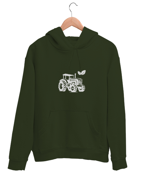 Tisho - Traktör Haki Yeşili Unisex Kapşonlu Sweatshirt