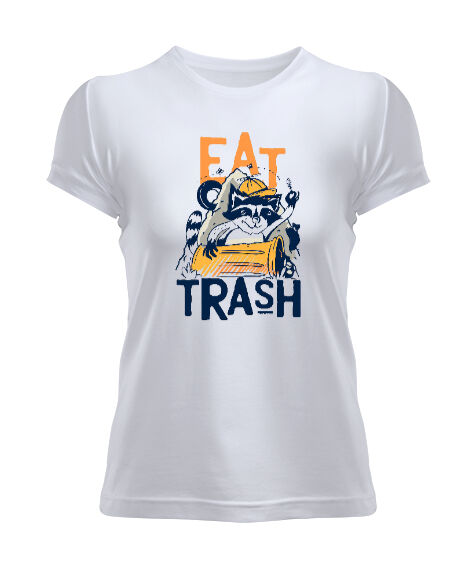 Tisho - Trash Cat Beyaz Kadın Tişört