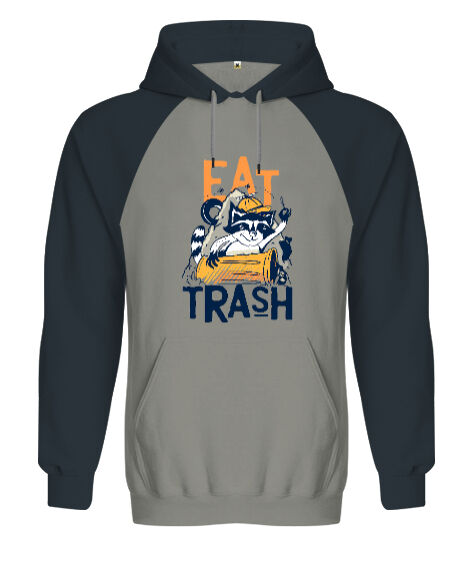 Tisho - Trash Cat Gri/Füme Orjinal Reglan Hoodie Unisex Sweatshirt