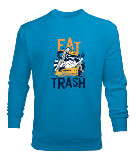 Tisho - Trash Cat Turkuaz Erkek Sweatshirt