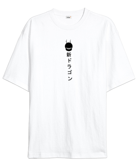 Tisho - trash gang desenli Beyaz Oversize Unisex Tişört