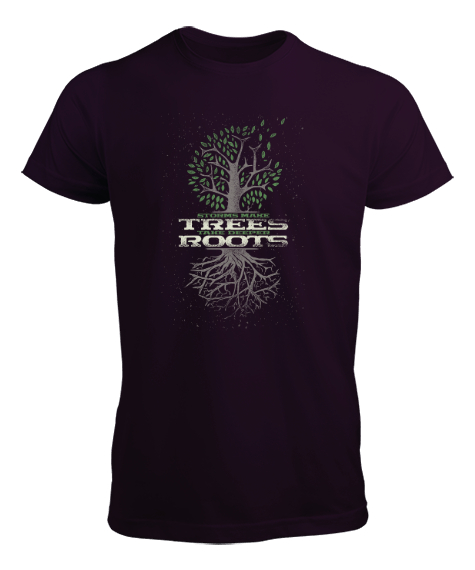Tisho - Trees Roots - Kökler Koyu Mor Erkek Tişört