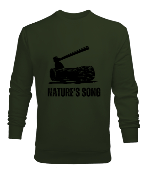 Tisho - Trekking natures song -1 haki yeşili Haki Yeşili Erkek Sweatshirt