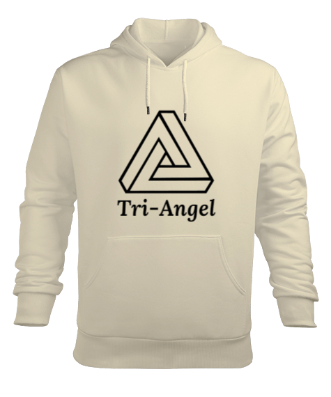 Tisho - Tri Angel Krem Erkek Kapüşonlu Hoodie Sweatshirt