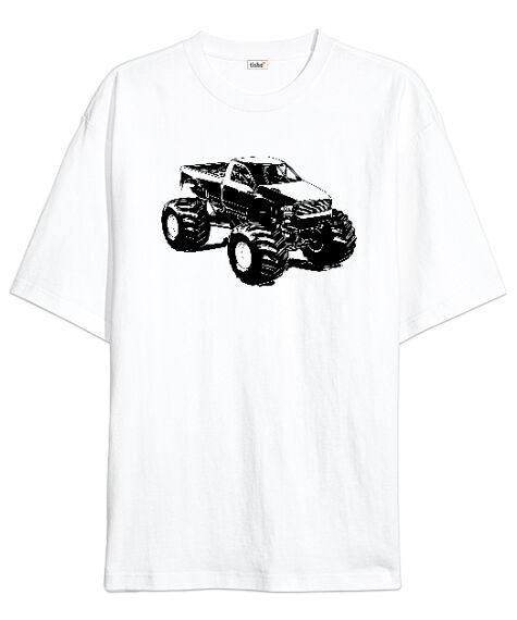 Tisho - Truck - Kamyonet Beyaz Oversize Unisex Tişört