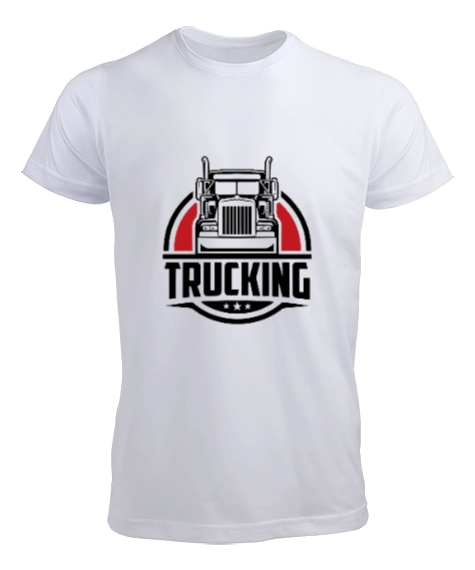 Tisho - Trucking tır baskılı Beyaz Erkek Tişört