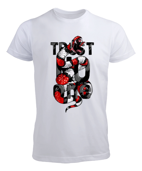 Tisho - Trust No One Tasarım Baskılı Beyaz Erkek Tişört