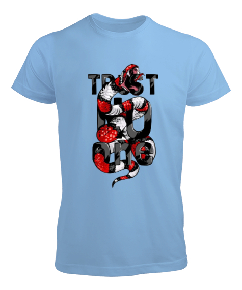 Tisho - Trust No One Tasarım Baskılı Buz Mavisi Erkek Tişört