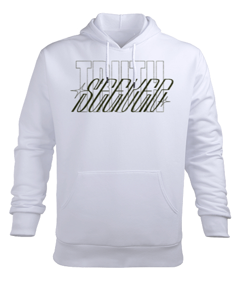 Tisho - TRUTHSEEKER Beyaz Erkek Kapüşonlu Hoodie Sweatshirt