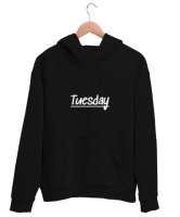 Tuesday Siyah Unisex Kapşonlu Sweatshirt - Tisho