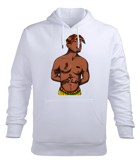 Tisho - Tupac Shakur Rapper Tasarım Baskılı Erkek Kapüşonlu Hoodie Sweatshirt