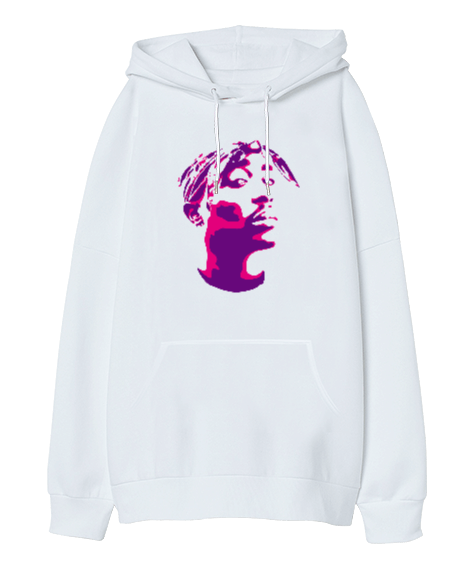 Tisho - Tupac Shakur Rapper Tasarım Baskılı Oversize Unisex Kapüşonlu Sweatshirt