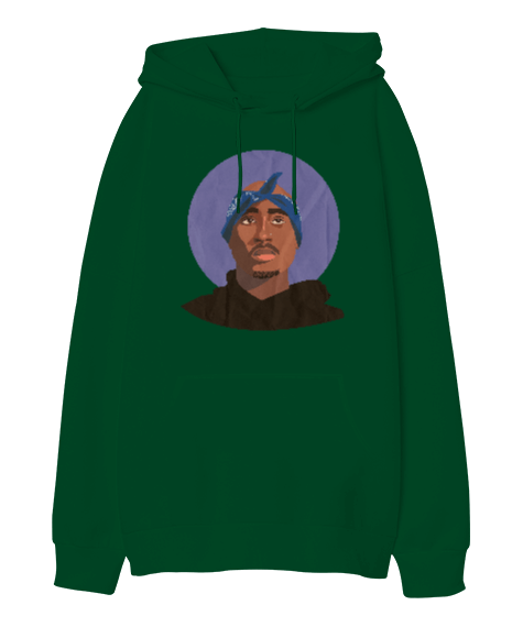 Tisho - Tupac Shakur Rapper Tasarım Baskılı Oversize Unisex Kapüşonlu Sweatshirt