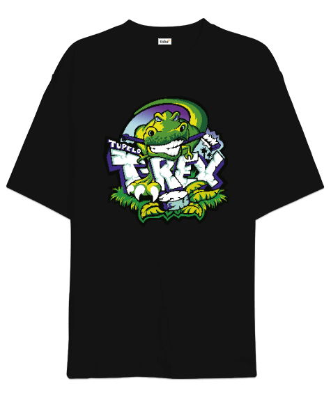 Tisho - Tupelo T-rex Siyah Oversize Unisex Tişört