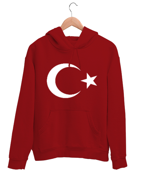 Tisho - Türk bayraklı Hediye, Milli bayramlar ve Maçlar hediyesi Kırmızı Unisex Kapşonlu Sweatshirt