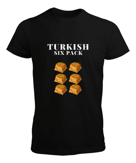 Tisho - Türk Kası Baklava Turkish Six Pack Tasarım Baskılı Siyah Erkek Tişört