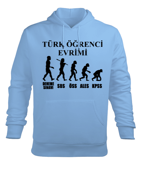 Tisho - TÜRK ÖĞRENCİ EVRİMİ Erkek Kapüşonlu Hoodie Sweatshirt