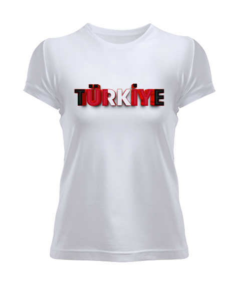 Tisho - Türkiye - 3 Boyutlu Beyaz Kadın Tişört