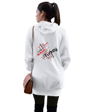 Türkiye Adana tasarım Kadın Uzun Hoodie Kapüşonlu Sweatshirt - Thumbnail