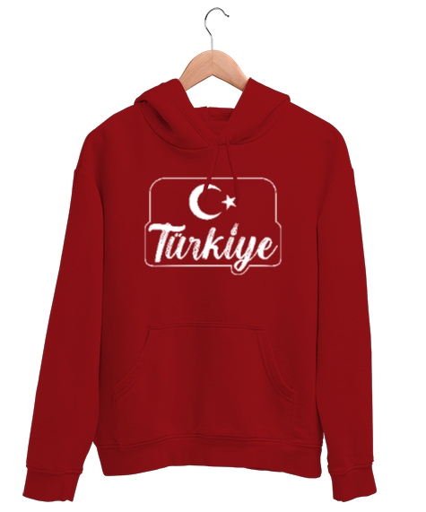 Türkiye - Ay Yıldız Kırmızı Unisex Kapşonlu Sweatshirt - Tisho