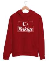 Türkiye - Ay Yıldız Kırmızı Unisex Kapşonlu Sweatshirt - Tisho