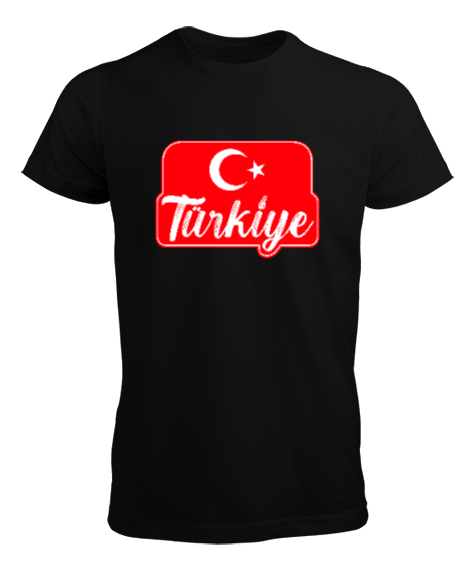 Türkiye - Ay Yıldız Siyah Erkek Tişört - Tisho