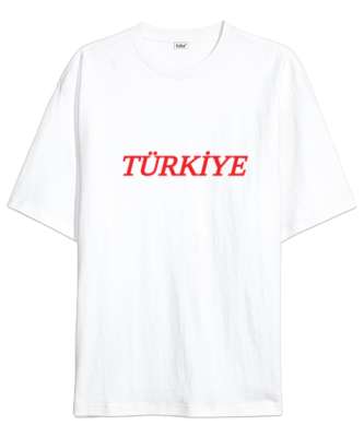 Türkiye baskılı Beyaz Oversize Unisex Tişört - Tisho