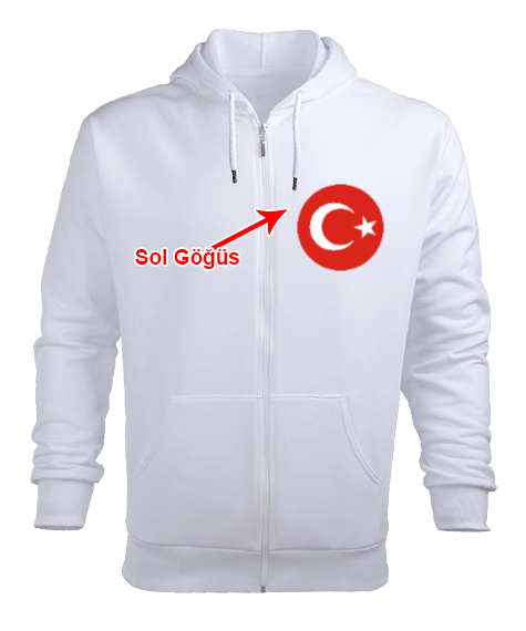Tisho - Türkiye Bayrak Logolu Erkek Kapşonlu Fermuarlı