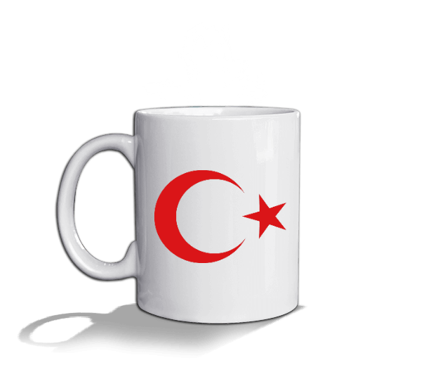 Tisho - Türkiye Bayraklı Beyaz Kupa Bardak