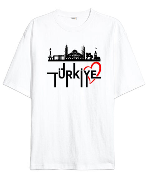 Tisho - Türkiye Beyaz Oversize Unisex Tişört
