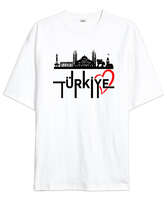 Türkiye Beyaz Oversize Unisex Tişört - Tisho