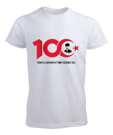 Tisho - Türkiye Cumhuriyetinin 100.Yılı Beyaz Erkek Tişört