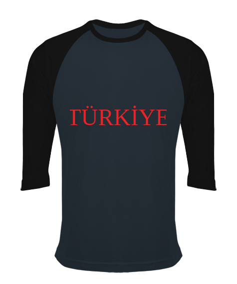 TÜRKİYE Füme/Siyah Orijinal Reglan 3/4 Kol Unisex Tişört - Tisho