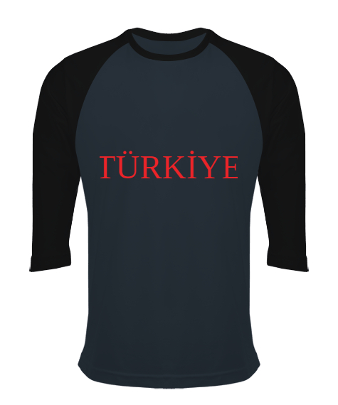 Tisho - TÜRKİYE Füme/Siyah Orijinal Reglan 3/4 Kol Unisex Tişört