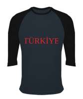 TÜRKİYE Füme/Siyah Orijinal Reglan 3/4 Kol Unisex Tişört - Tisho