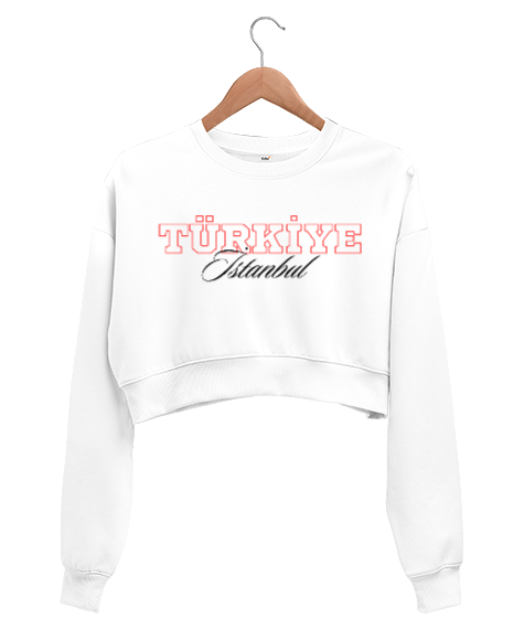 Tisho - Türkiye - İstanbul Beyaz Kadın Crop Sweatshirt