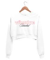 Türkiye - İstanbul Beyaz Kadın Crop Sweatshirt - Tisho