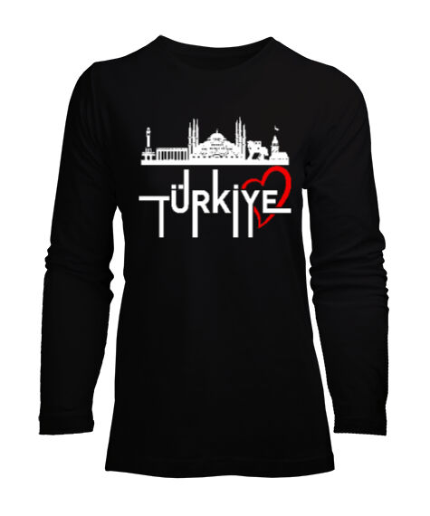 Tisho - Türkiye Siyah Kadın Uzun Kol Tişört