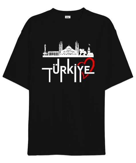 Tisho - Türkiye Siyah Oversize Unisex Tişört