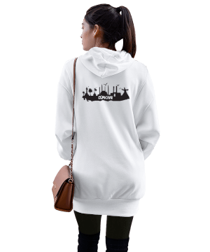 Türkiye tasarım Kadın Uzun Hoodie Kapüşonlu Sweatshirt - Thumbnail