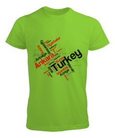 Türkiye ve iller baskılı erkek Erkek Tişört - Thumbnail