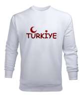 Türkiye Yazılı Beyaz Erkek Sweatshirt - Tisho