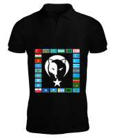 Türkiye,Turan,Göktürk,Azerbaycan,Kazakistan,Türkmenistan,Tacikistan,Özbekistan,Kyrgyzstan. Siyah Erkek Kısa Kol Polo Yaka - Tisho