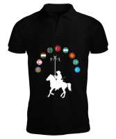 Türkiye,Turan,Göktürk,Azerbaycan,Kazakistan,Türkmenistan,Tacikistan,Özbekistan,Kyrgyzstan. Siyah Erkek Kısa Kol Polo Yaka - Tisho